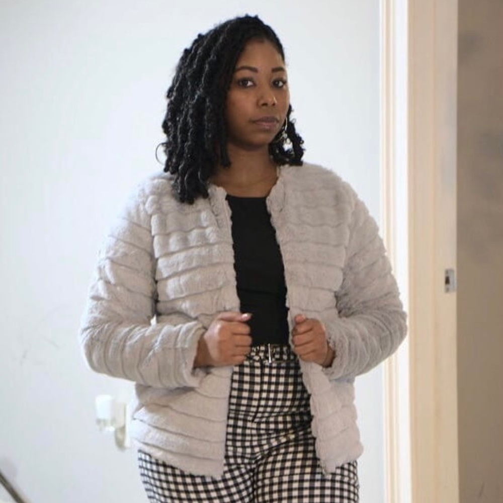 Grey fur jacket